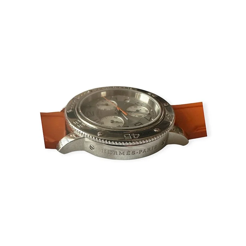 Hermès Clipper CP2.410 Diver Chronograph 36mm Orange Strap Watch Set